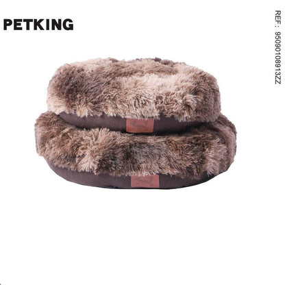 2-teiliges Leinen Plüsch bedruckt Hundebett Set, 10 Sätze, Braun/ Beige