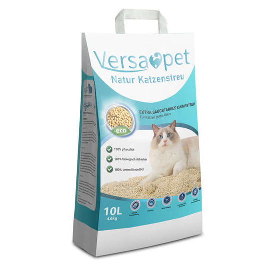 Versapet TOFU Katzenstreu, (60 Beutel x 10 L), Naturstreu Katzenstreu Klumpstreu 100% Biologisch abbaubares