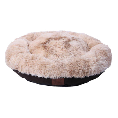 2-teiliges Leinen Plüsch bedruckt Hundebett Set, 10 Sätze, Braun/ Beige