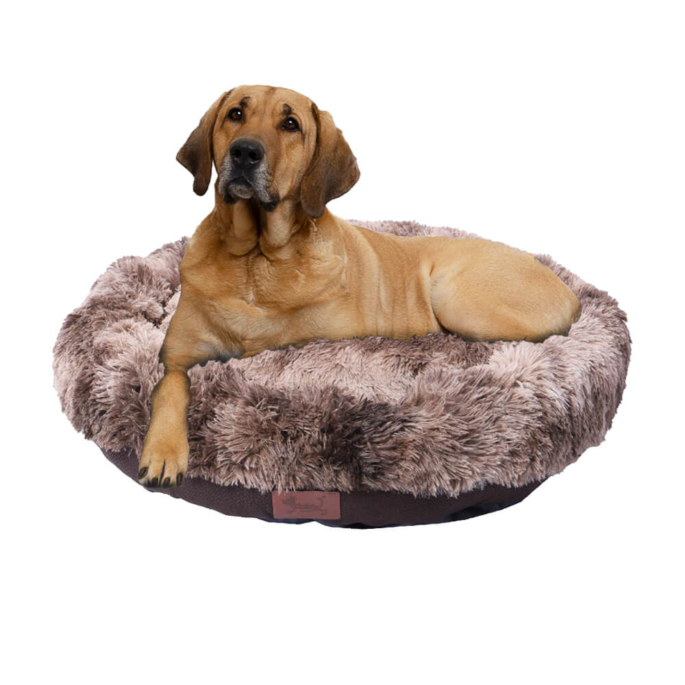 2-teiliges Leinen Plüsch bedruckt Hundebett Set, 10 Sätze, Braun/ Beige