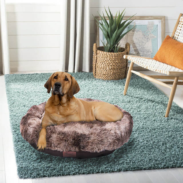 2-teiliges Leinen Plüsch bedruckt Hundebett Set, 10 Sätze, Braun/ Beige
