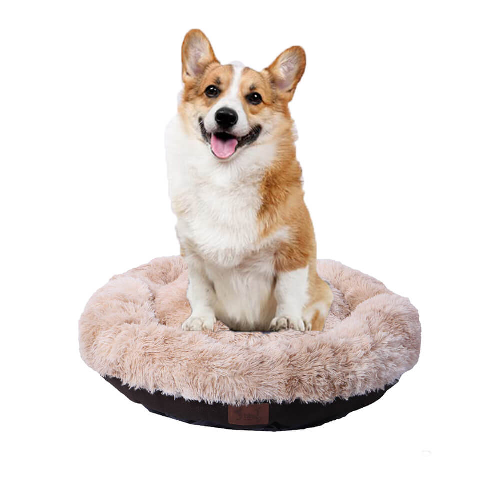 2-teiliges Leinen Plüsch bedruckt Hundebett Set, 10 Sätze, Braun/ Beige
