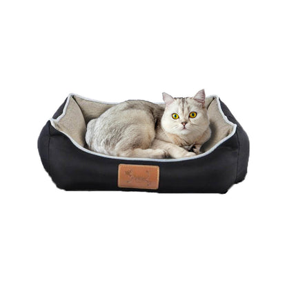3-teiliges Katzennest-Set aus mit Leinen gefüllter Baumwolle, 10 Sätze, Helle Kaffeefarbe/ Dunkelgrau